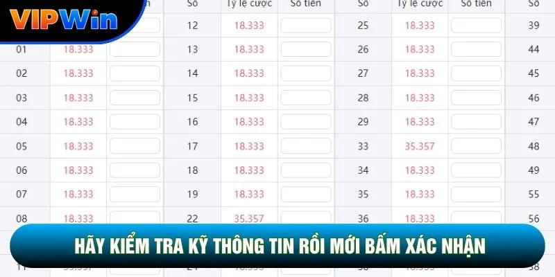 Xiên 2 Xiên 3 Vipwin - Tỷ Lệ 1 Ăn 10 Và 1 Ăn 40 Hấp Dẫn 4 Hãy kiểm tra kỹ thông tin rồi mới bấm xác nhận